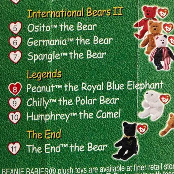TY  PEANUT ROYAL BLUE ELEPHANT TEENIE BEANIE #8 LEGENDS 2000  (NIP) - Picture 7 of 7